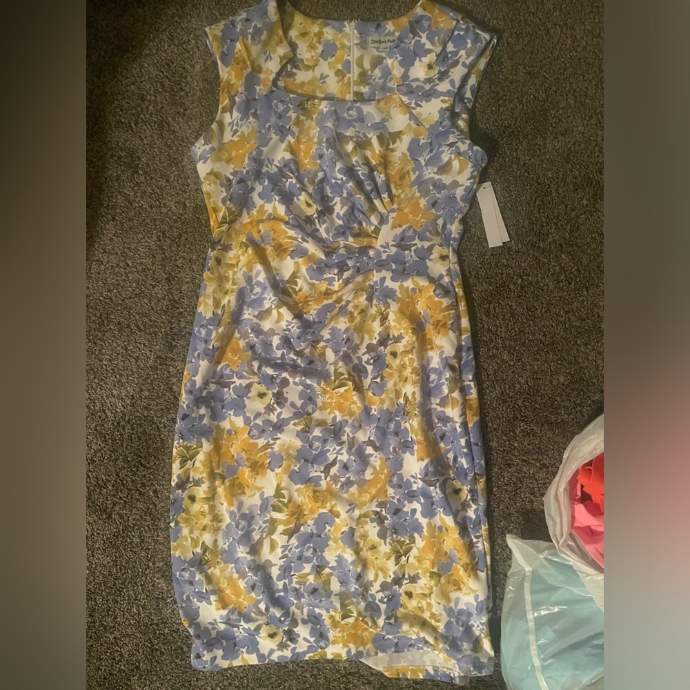 Beautiful Shelby + Palmer Size 12 Blue and Yellow Floral Dress NWT